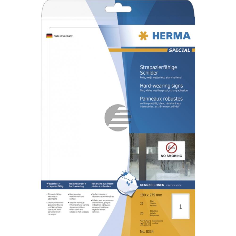 Herma Schilder A4 weiß 190 x 275 mm Folie matt Inh.25 stark haftend