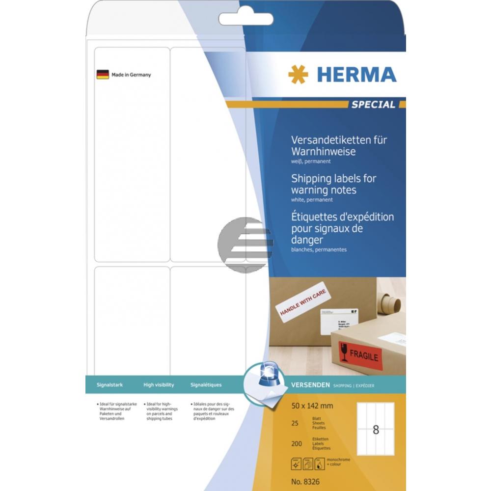 Herma Versandetikett/Warnhin- weis A4 weiß 50 x 142 mm Papier matt Inh.200