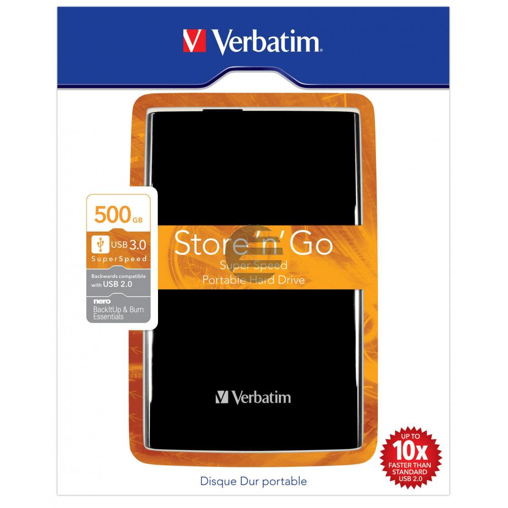 Verbatim 2,5 HDD Drive 500 GB USB 3.0 black