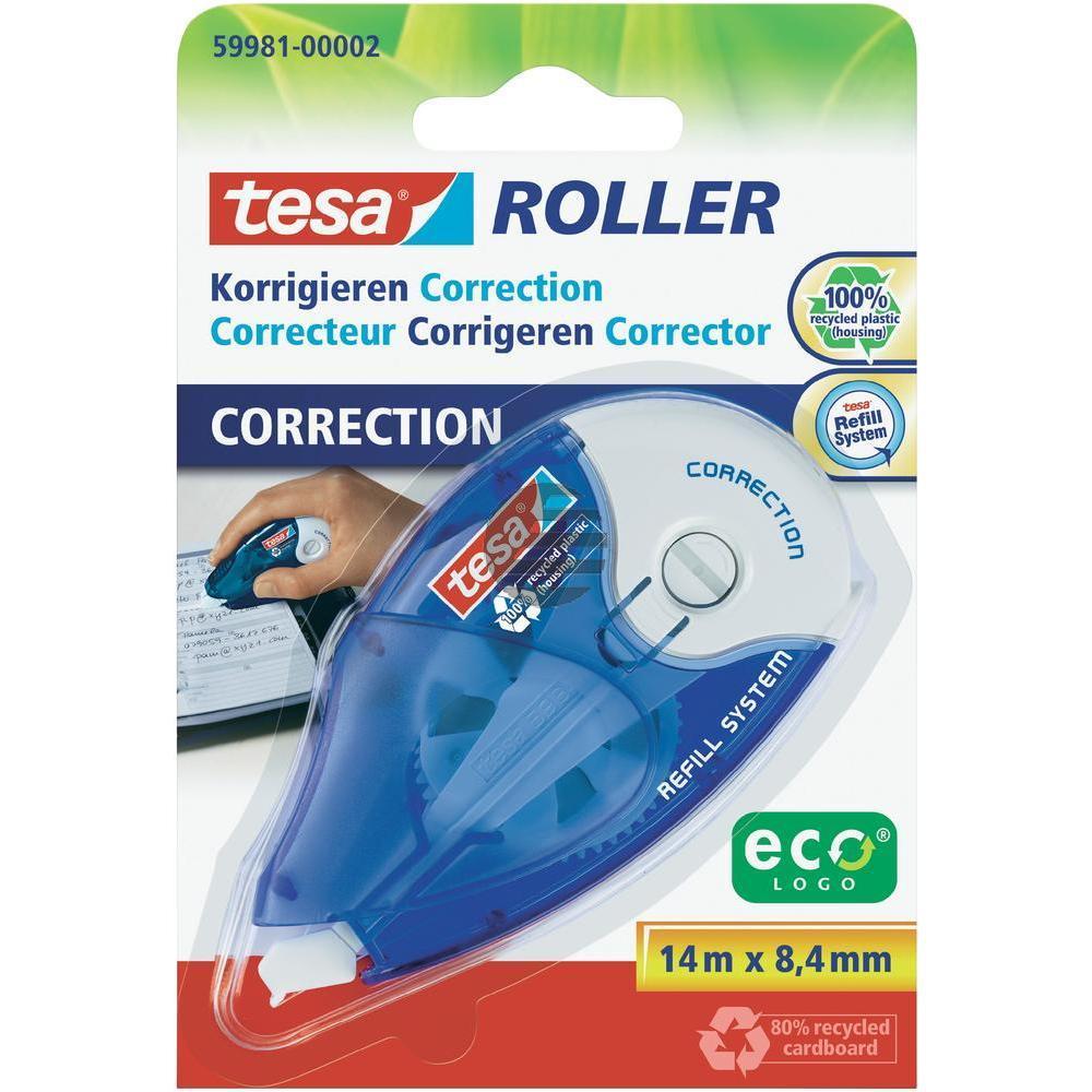 Tesa Korrekturroller Eco Logo 14 m x 8,4 mm weiß nachfüllbar Blister