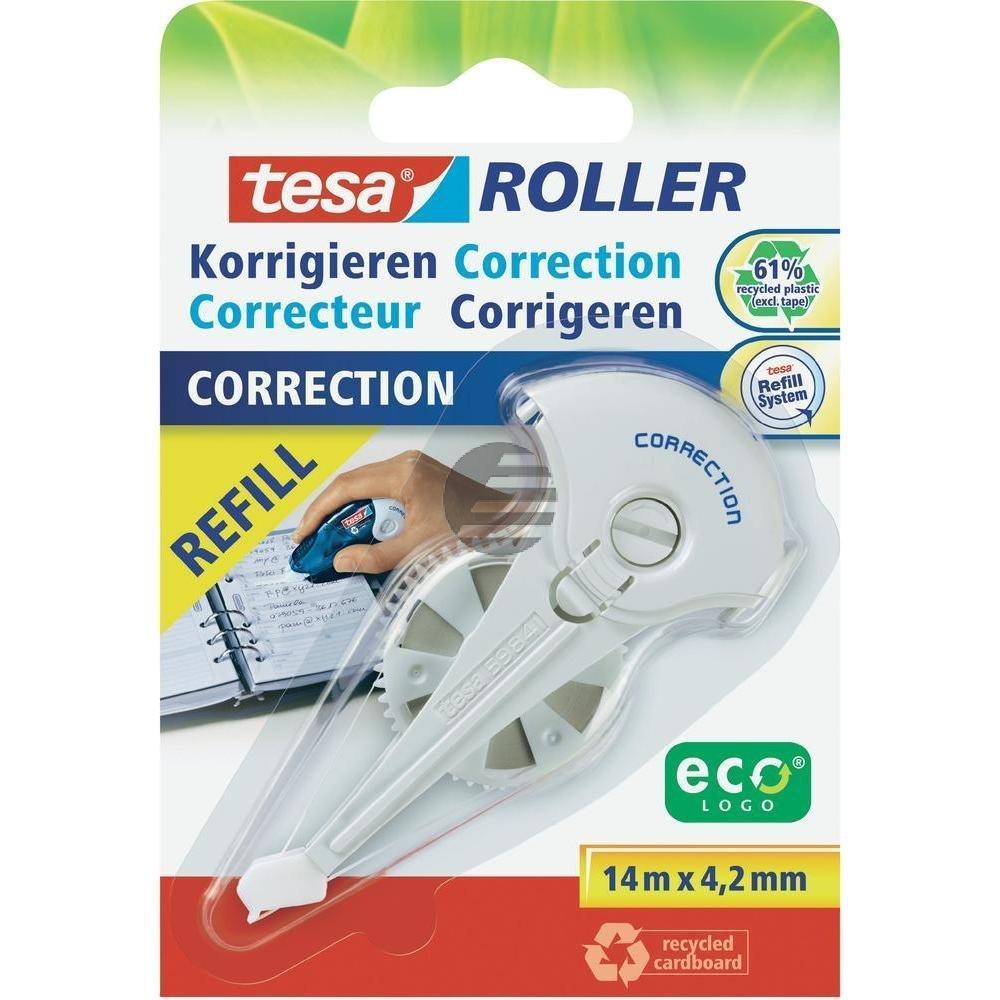 Tesa Korrekturroller Eco Logo 14 m x 4,2 mm weiß Nachfüllkassette Blister