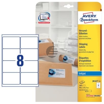 AVERY ZW. Adressetiketten 99,1x67,7mm J8165-25 weiss 200 Stück