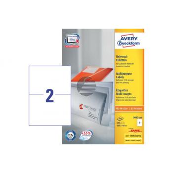 AVERY ZW. Etiketten 210×148mm 3655-200 weiss 400 Stück AVERY ZW. Etiketten 210×148mm 3655-200 weiss 400 Stück