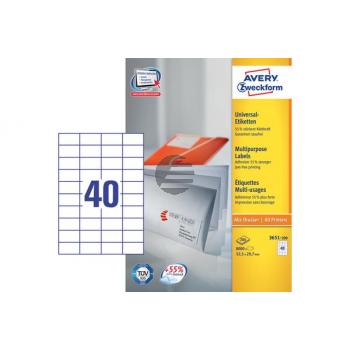 AVERY ZW. Etiketten 52,5×29,7mm 3651-200 weiss 8000 Stück AVERY ZW. Etiketten 52,5×29,7mm 3651-200 weiss 8000 Stück