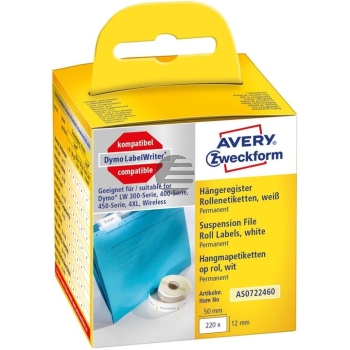 AVERY ZW. Register-Etiketten 50x12mm AS0722460 weiss, Rolle 220 Stück