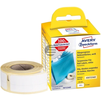 AVERY ZW. Register-Etiketten 50x12mm AS0722460 weiss, Rolle 220 Stück