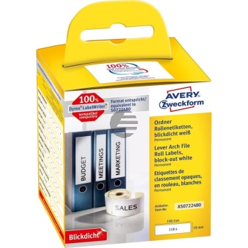 AVERY ZW. Ordner-Etiketten 190x59mm AS0722480 weiss, Rolle 110 STück
