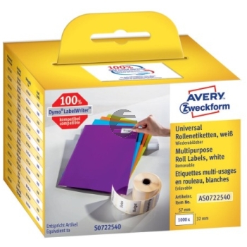 AVERY ZW. Universal-Etiketten 57x32mm AS0722540 weiss, Rolle 1000 Stück
