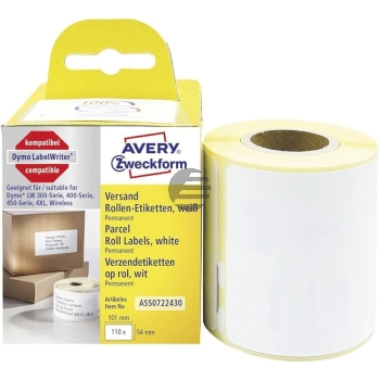 AVERY ZW. Versand-Etiketten 101x54mm ASS072243 weiss, Rolle 110 Stück