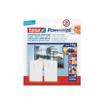 TESA Powerstrips Bilder-Nagel 58031-20 weiss, Kapazität 1kg 2 Stück