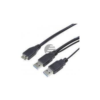 LogiLink USB Kabel, USB 3.0, 2x A male zu 1x micro male, 1,0 m, schwarz