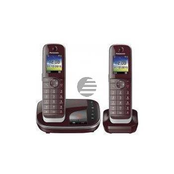 Panasonic KX-TGJ322GR schnurloses Duo-DECT Telefon mit AB, weinrot