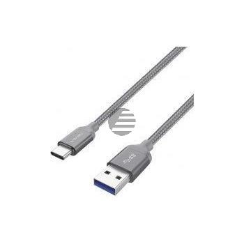 nevox USB Type C USB 3.0 Kabel Nylon geflochten 2 m  silbergrau