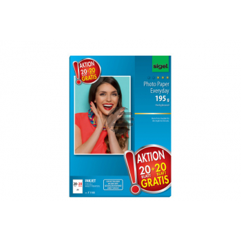 SIGEL Inkjet-Fotopapierer A4 T1 155 hochglĂ€nzend, 20 Blatt grat.
