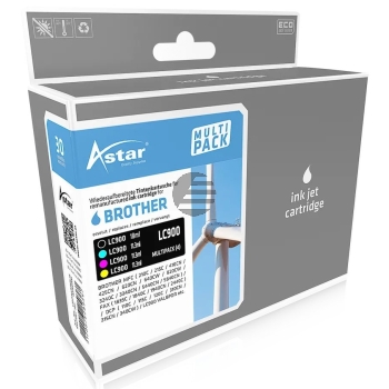 Astar Tintenpatrone gelb, magenta, schwarz, cyan (AS44900) ersetzt LC-900BK, LC-900C, LC-900M, LC-900Y Astar Tintenpatrone gelb, magenta, schwarz, cyan (AS44900) ersetzt LC-900BK, LC-900C, LC-900M, LC-900Y