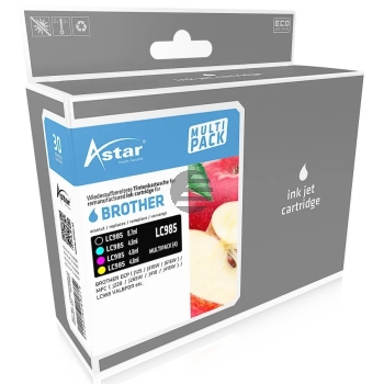 Astar Tintenpatrone gelb, magenta, schwarz, cyan (AS44985) ersetzt LC-985BK, LC-985C, LC-985M, LC-985Y Astar Tintenpatrone gelb, magenta, schwarz, cyan (AS44985) ersetzt LC-985BK, LC-985C, LC-985M, LC-985Y