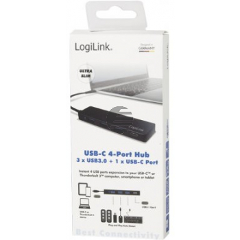 LogiLink USB-C 3.1 Hub, 4-Ports, schwarz