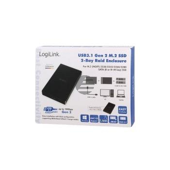 LogiLink Festplattengehäuse, USB 3.1 Gen 2, 2-Bay, SATA HDD Raid-Gehäuse