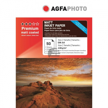 Agfaphoto Inkjetpapier matt 50 Blatt DIN A4 130 g/m² (AP13050A4MNEU) Agfaphoto Inkjetpapier matt 50 Blatt DIN A4 130 g/m² (AP13050A4MNEU)