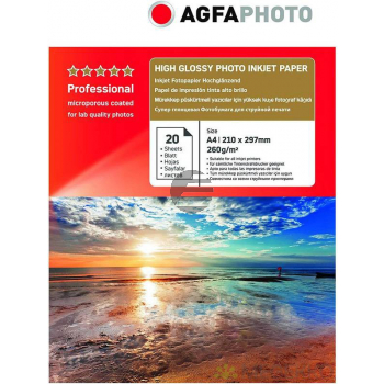 Agfaphoto Fotopapier glänzend 20 Blatt DIN A4 260 g/m² (AP26020A4NEU) Agfaphoto Fotopapier glänzend 20 Blatt DIN A4 260 g/m² (AP26020A4NEU)