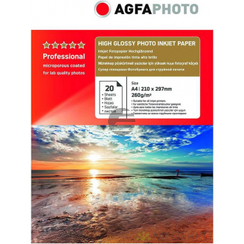 Agfaphoto Fotopapier glänzend 20 Blatt DIN A4 260 g/m² (AP26020A4NEU)
