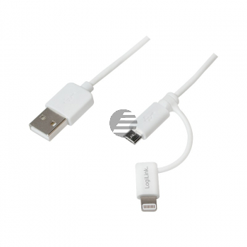 LogiLink USB auf Micro USB Kabel mit Lightning Adapter, 1 m
