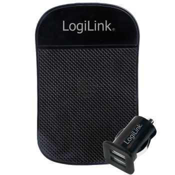 LogiLink KFZ Netzteil, 2x USB, 10.5W + Antirutschmatte