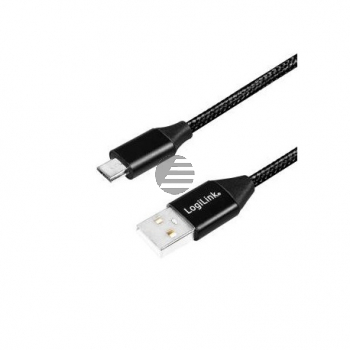 LogiLink USB Kabel, USB 2.0 zu micro-USB 0,3 m, schwarz