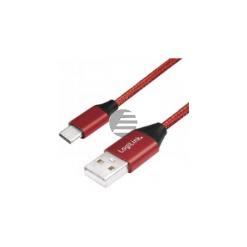 LogiLink USB Kabel, USB 2.0 zu USB-C 0,3 m, rot