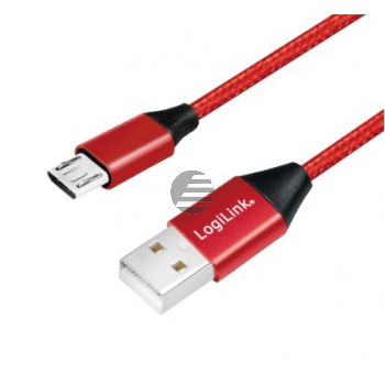 LogiLink USB Kabel, USB 2.0 zu micro-USB 0,3 m, rot