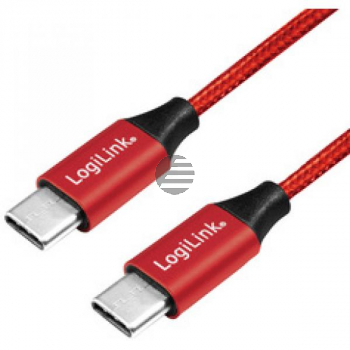 LogiLink USB Kabel, USB 2.0, USB-C zu USB-C 0,3 m, rot