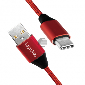 LogiLink USB Kabel, USB 2.0 zu USB-C 1 m, rot