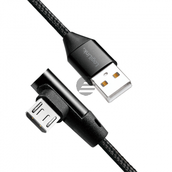 LogiLink USB Kabel, USB 2.0 zu micro-USB gewinkelter Stecker 1 m, schwarz