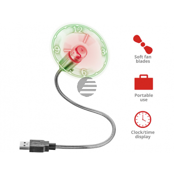 TRUST FLEX USB MINI TISCHVENTILATOR 23235 mit intergrierter LED-Uhr TRUST FLEX USB MINI TISCHVENTILATOR 23235 mit intergrierter LED-Uhr