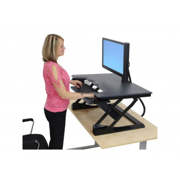 ERGOTRON WorkFit-T Sitz-Steh-Schreibtisch-Arbeitsplatz schwarz Anhebung bis 38cm belastbar bis 15 kg