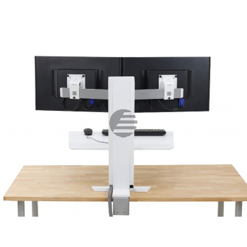 ERGOTRON WorkFit-SR Dual Monitor Sit-Stand Desktop Arbeitsstation weiss bis 61cm 24Zoll Displays bis 11,4kg. Anhebung bis 58cm