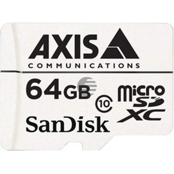 AXIS Surveillance - Flash-Speicherkarte (microSDXC-an-SD-Adapter inbegriffen) - 64 GB - Class 10 - microSDXC - weiß