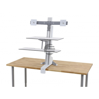 WORKFIT-S, DUAL SIT-STAND, WORKSURFACE & LARGE KYBD TRAY, BRIGHT WHITE