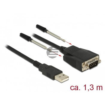 Adapter USB 2.0 Typ-A Stecker > 1 x Seriell RS-232 DB9 Stecker mit Schrauben und Muttern ESD Überspannungsschutz