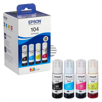 Epson Tintennachfüllfläschchen (ecotank) gelb, magenta, schwarz, cyan (C13T00P640, 104)