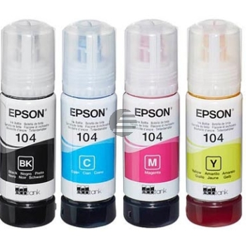 Epson Tintennachfüllfläschchen (ecotank) gelb, magenta, schwarz, cyan (C13T00P640, 104)