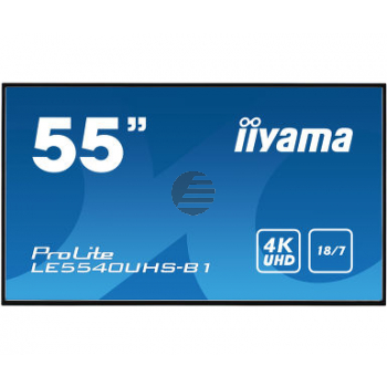 Iiyama ProLite LE5540UHS-B1, 55 Zoll LED, 3840 x 2160 Pixel Full HD, 16:9, DVI VGA HDMI USB, Schwarz