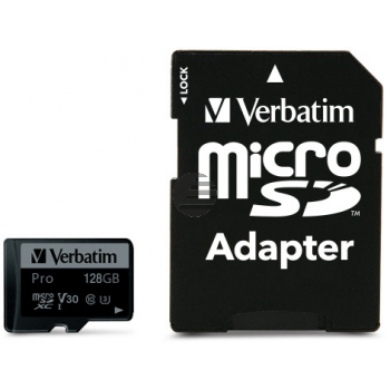 VERBATIM Micro SDXC Pro U3 128GB 47044 Read 90MB/sec. Write 45MB/sec