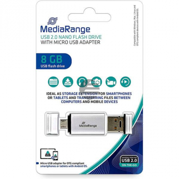 MEDIARANGE OTG USB STICK 8GB SILBER MR930-2 USB Mobil 2in1