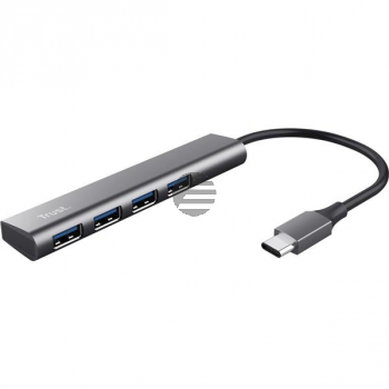 TRUST HALYX 4-PORT USB-C ZU USB-A HUB 24948 Aluminium grau