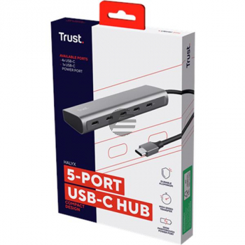 TRUST HALYX 5-PORT USB-C HUB 25136 Aluminium silber