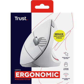 25132 TRUST Verto ergonomic Maus 6Tasten kabellos rechtshaendig USB weiss