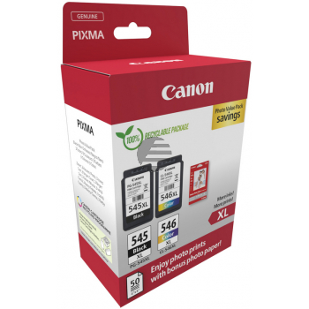 Canon Tintendruckkopf + Papier cyan/magenta/gelb, schwarz (8286B011, CL-546XL, PG-545XL)