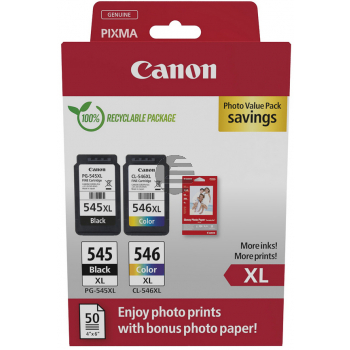 Canon Tintendruckkopf + Papier cyan/magenta/gelb, schwarz (8286B011, CL-546XL, PG-545XL)