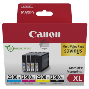 Canon Tintenpatrone + Papier gelb, magenta, schwarz, cyan HC (9254B010, PGI-2500XLBK, PGI-2500XLC, PGI-2500XLM, PGI-2500XLY)